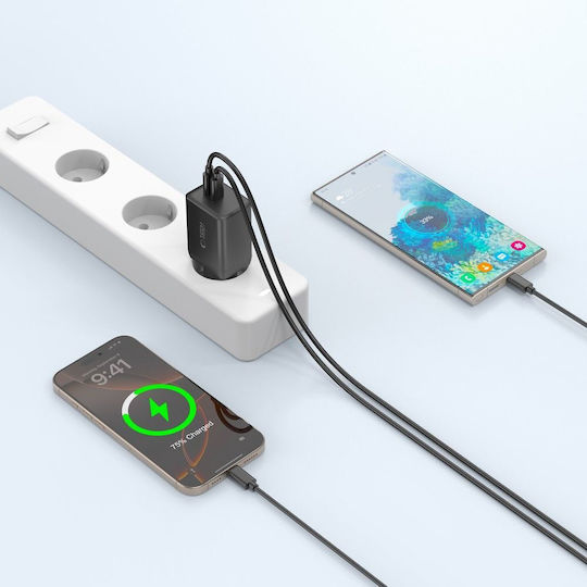 Tech-Protect Charger Without Cable GaN with 2 USB-C Ports 45W Blacks (NC45W)
