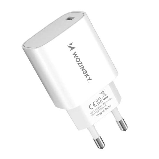 Wozinsky Charger Without Cable with USB-C Port 20W Power Delivery / Quick Charge 3.0 Whites (WGWCCW)