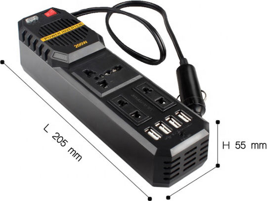 Car Voltage Inverter Linomag Dc Ac 12v/220v Eu Uk Usa Au Plug Adapter 4xusb 2.1 Black