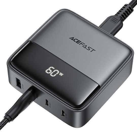 Acefast Ladestation GaN mit 2 USB-A Anschlüsse und 2 USB-C Anschlüsse 65W Stromlieferung / Schnell-Ladung 4+ in Schwarz Farbe (Z6)