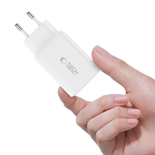 Tech-Protect Charger GaN with 2 USB-C Ports and Cable USB-C - USB-C 45W Whites (NC45W)