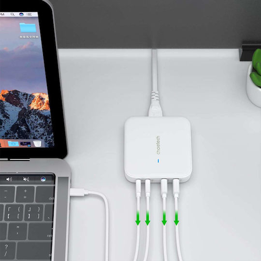 Choetech Choetech GaN Handyladegerät ohne Kabel mit 2 USB-A Ausgangsanschlüsse und 2 USB-C Ausgangsanschlüsse 100W Schnellladetechnologie Quick Charge 3.0 Schwarz