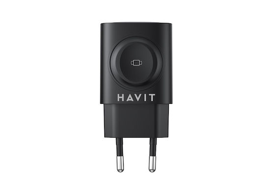Havit Φορτιστής Χωρίς Καλώδιο με Θύρα USB-A και Θύρα USB-C 22W Power Delivery / Quick Charge 3.0 Μαύρος (UC132)