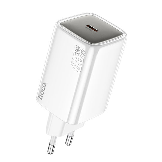Hoco Φορτιστής Χωρίς Καλώδιο GaN με Θύρα USB-C 65W Power Delivery Λευκός (N48)