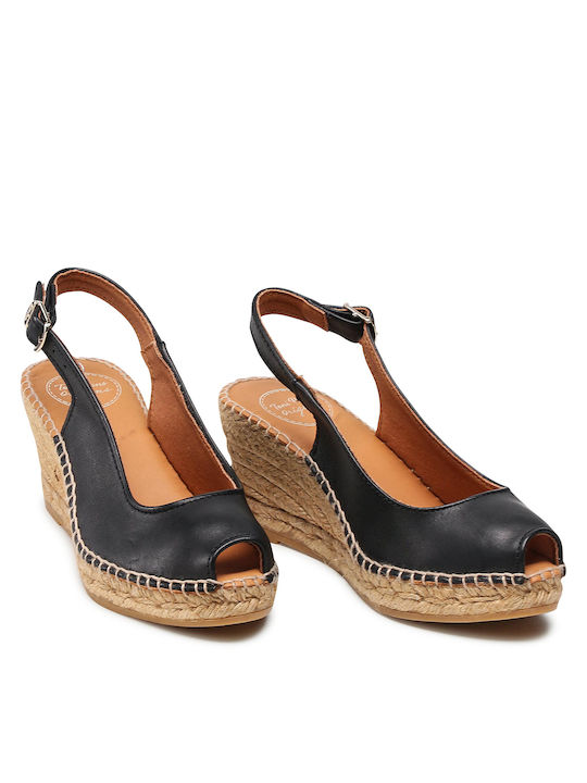 Croacia Damenplattformen im Espadrilles-Stil Schwarz