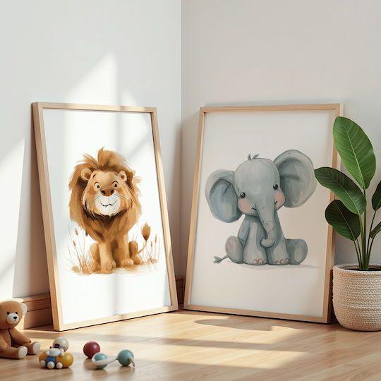 Kids Wall Art Framed Lion Cub 21x30cm