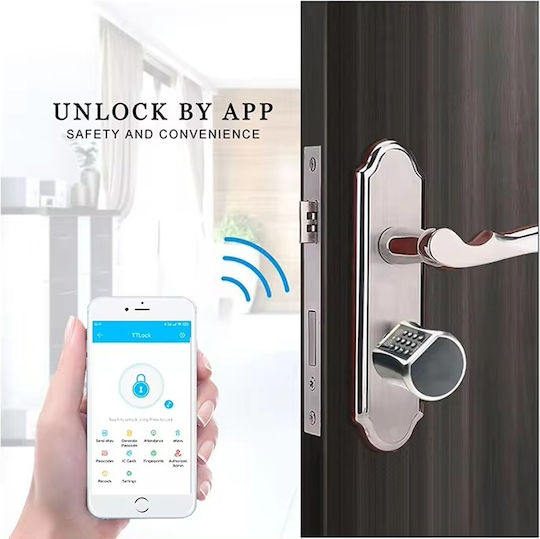 Electronic Lock in color Silver with Connectivity Wi-Fi and Bluetooth