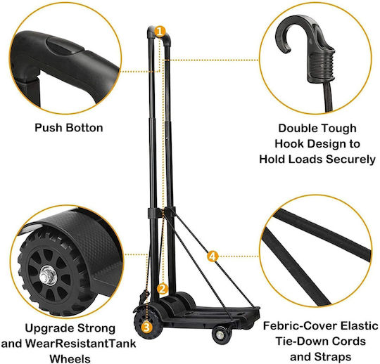 Home Use Transport-Wagen Folding for Load Weight up to 50kg in Schwarz Color