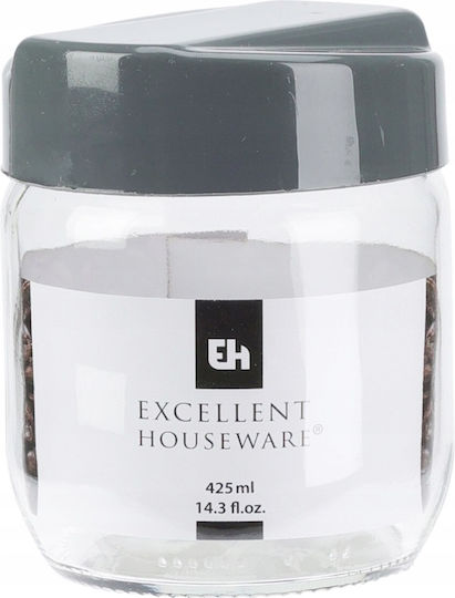 Excellent Houseware Set 2 Bucăți Vaze pentru Zahăr / Cafea cu Capac Sticlă Transparentă 425ml 2 Bucăți