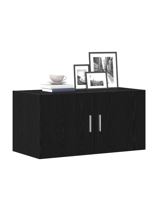 Wall Mount Living Room Cabinet Made of Particle Board Black Oak 80x39x40cm