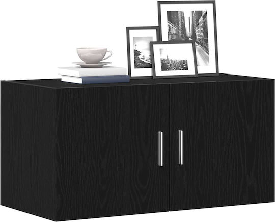 Hängeschrank fürs Wohnzimmer aus Spanplatte Schwarz Eiche 80x39x40 cm