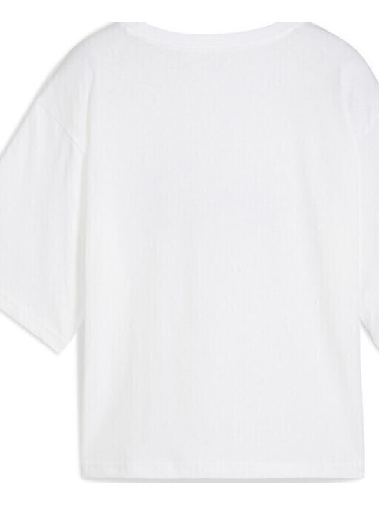 Logo Damen Crop T-Shirt Weiß