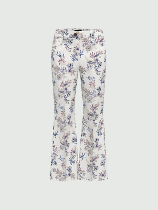 Marella Femei din bumbac Capri Pantaloni Floral Cream