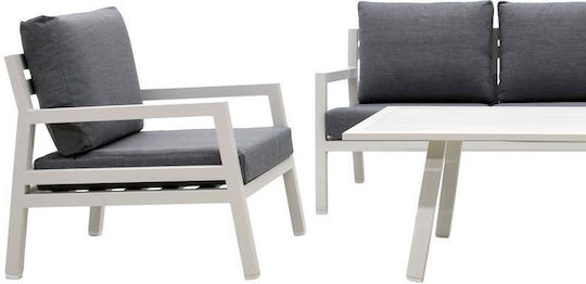 Santiago Outdoor Living Room Set 4 Pieces White with Pillows