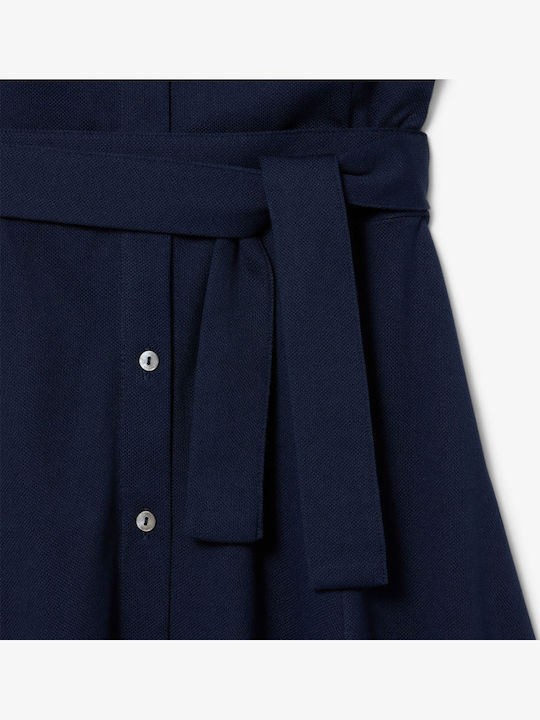 Καλοκαιρινό Midi Σεμιζιέ Φόρεμα Πλεκτό Navy Μπλε