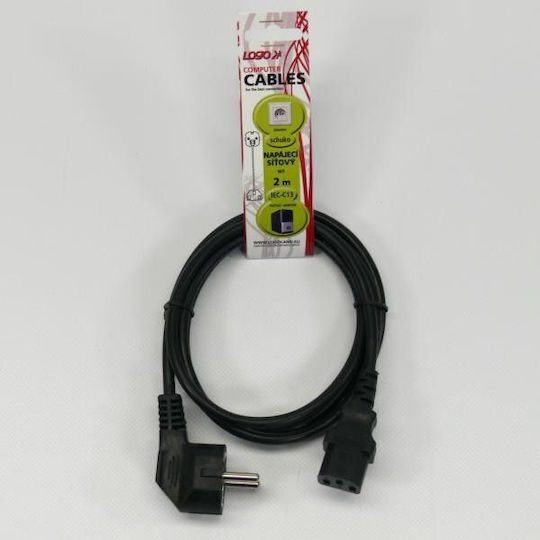 Logo Collection IEC C13 / Schuko - IEC C13 / Schuko Cable 2m Μαύρο