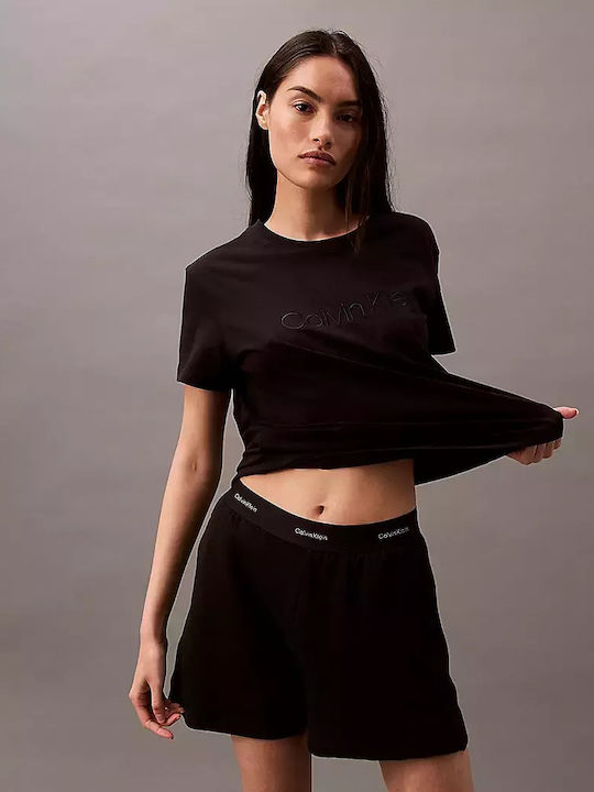 Calvin Klein Χειμερινό Γυναικείο Σορτς Πιτζάμας Μαύρο