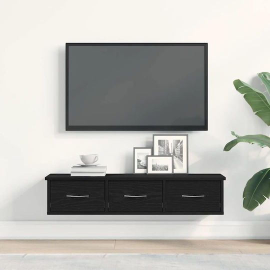 Dulap Suspendat pentru Sufragerie din Placă Aglomerată Negru și Stejar 88x26x18.5cm