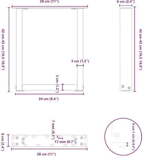 vidaXL Металик Крак На Мебел 2 Бройки Подходящ За Маса / Малка Маса 28x42см Бял