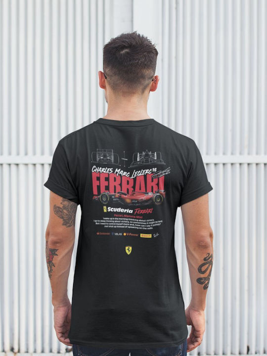 Тениска Leclerc X Ferrari плюс размер черна