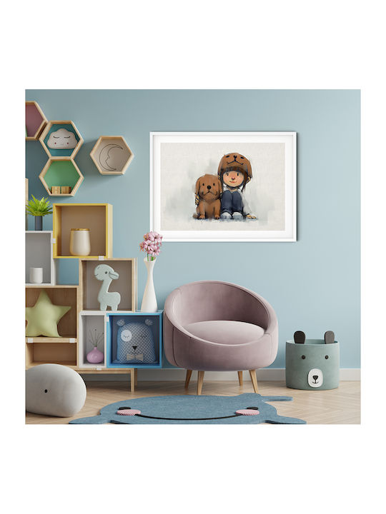 Kids Poster Girl with Puppy 40x30cm