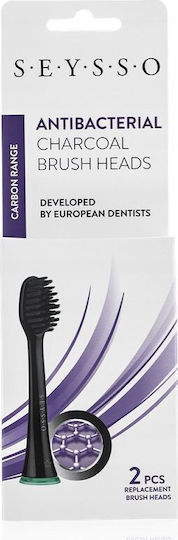Seysso Carbon Antibacterial Replacement Heads 2 Pcs Soft Black