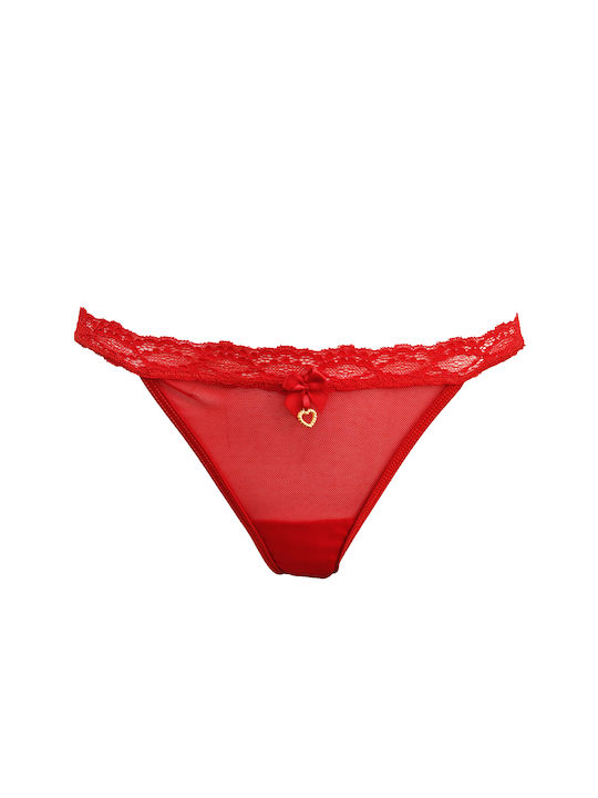 Milena by Paris Baumwolle Damen Brasilien mit Spitze Rot