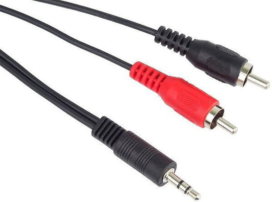 PremiumCord Кабел За Звук 3,5 мм Мъжки - 2x RCA Мъжки Черен 5м