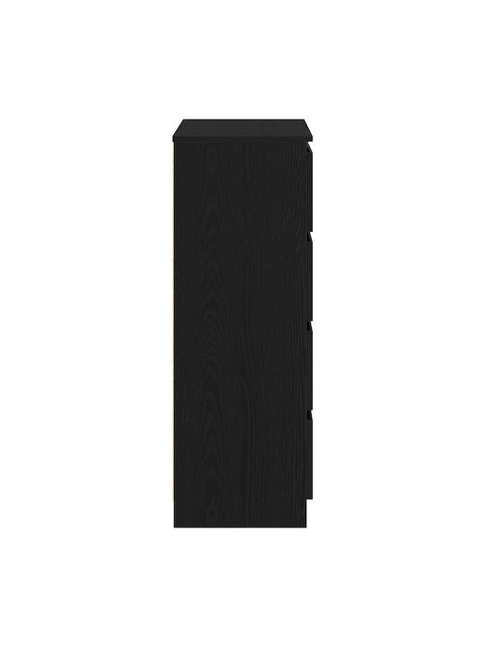 Wooden Chest of Drawers with 4 Drawers Black Oak 60x35x98.5cm