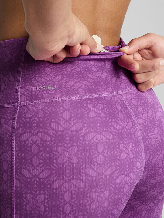 Graphic Instruire Colanti de femei Cropped Colanti Violet