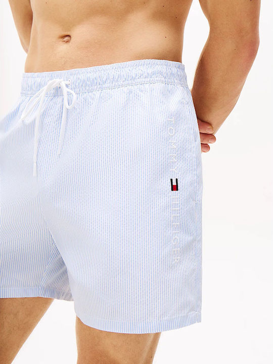 Costum de Baie Bărbătesc Pantaloni Scurți Albastru Deschis cu Dungi