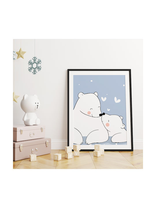 Tablou Copilăresc Happy Bears cu Ramă Albă din Plastic 21x30buc
