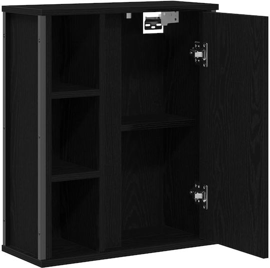 vidaXL Oglindă de Baie din Oțel Inoxidabil cu Raft & Dulap 50x21cm Negru
