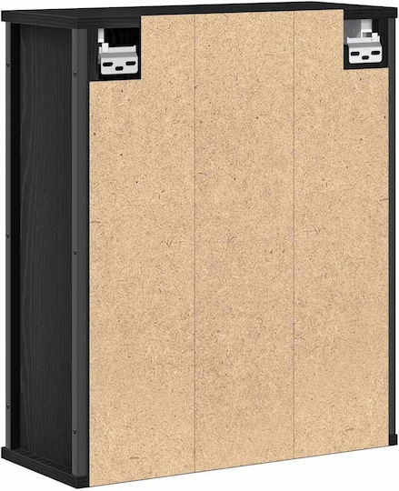 vidaXL Oglindă de Baie din Oțel Inoxidabil cu Raft & Dulap 50x21cm Negru