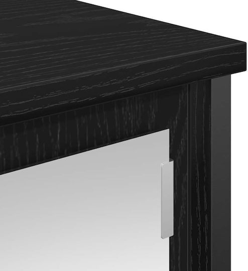 vidaXL Oglindă de Baie din Oțel Inoxidabil cu Raft & Dulap 50x21cm Negru
