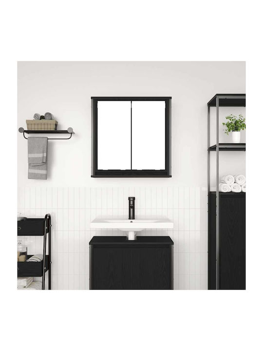 vidaXL Bathroom Mirror made of Stainless Steel with Shelf & Cabinet 60x21cm Black