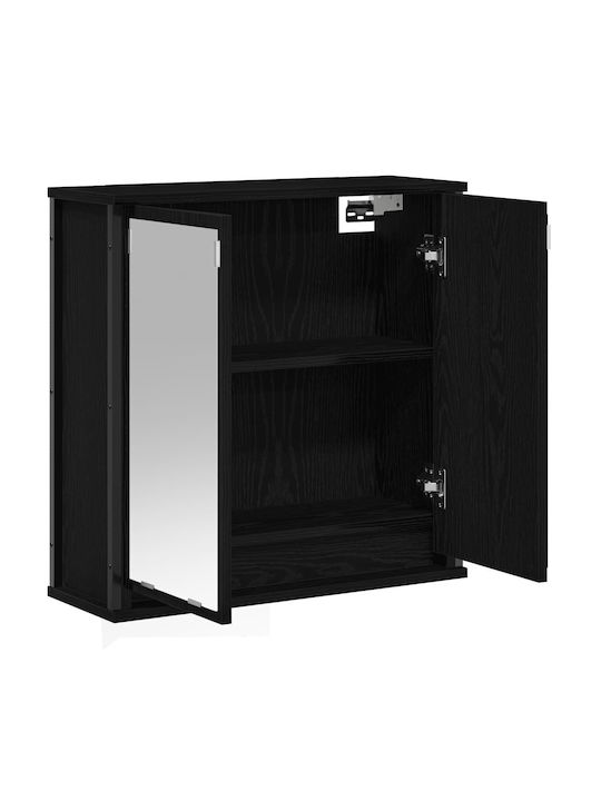 vidaXL Bathroom Mirror made of Stainless Steel with Shelf & Cabinet 60x21cm Black