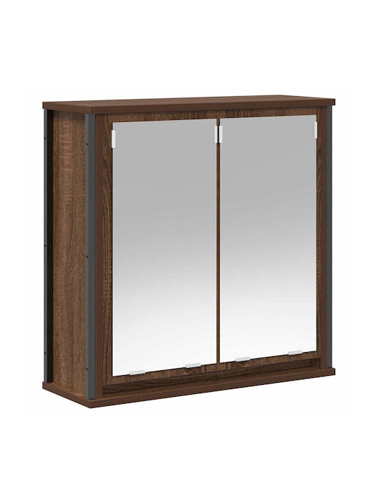 vidaXL Bathroom Mirror made of Stainless Steel with Shelf & Cabinet 60x21cm Brown