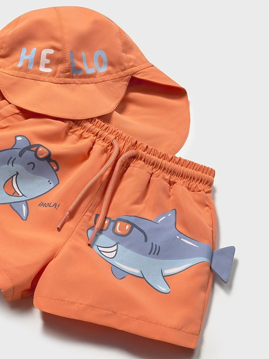 Mayoral Kids Swimwear Swim Shorts with Hat Orange