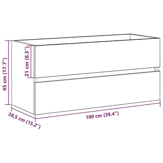 vidaXL Countertop without Sink L100xW38.5xH45cm Black Oak
