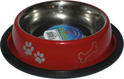 Metallic Food and Water Bowl for Dog and Cat 22cm Various Designs or Colours