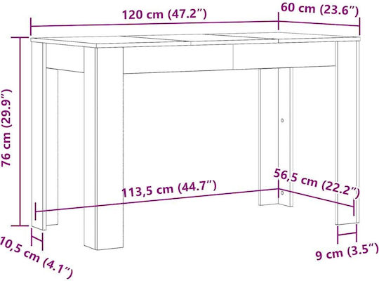 Маса За Трапезария Дървена Черна 120x60x76см