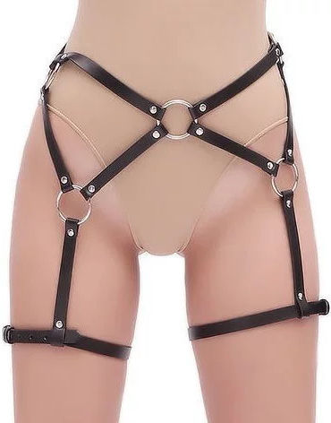 Smd Daggerbelt Leather Adjustable Harness Leather Garters One Size Black