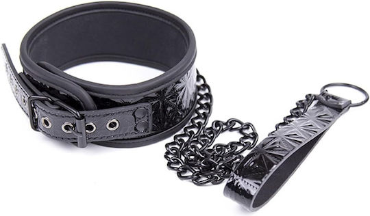 Smd Noirguard Кожен Нашийник Верижно Лиано Черен