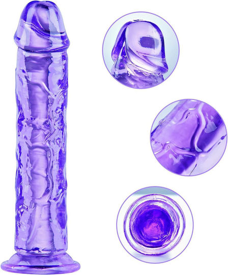 SMD Glass Dildo With Suction Cup Purple 21cm