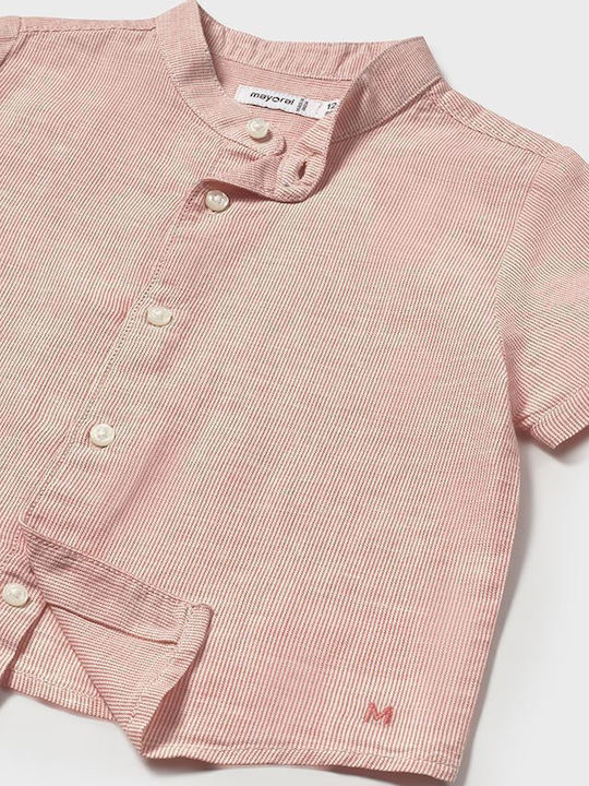 Kids Striped Shirt Short Sleeve Linen White, Red