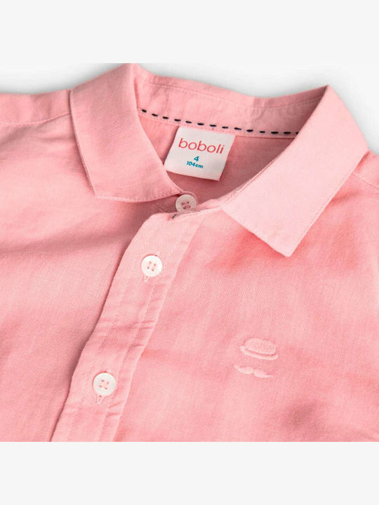 Παιδικό Πουκάμισο Μακρυμάνικο Λινό Σομόν Shirt Long Sleeves