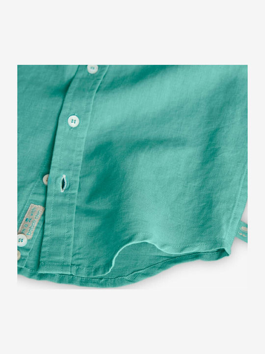 Kids Shirt Long Sleeve Linen Green