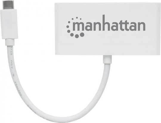 Manhattan IADAP USB31-HUB31C Hub 4 Θυρών USB 3.1 με σύνδεση USB-C Λευκό