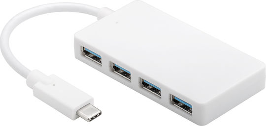 Microconnect USB 3.0 Hub 4 Anschlüsse mit USB-C Verbindung Weiß